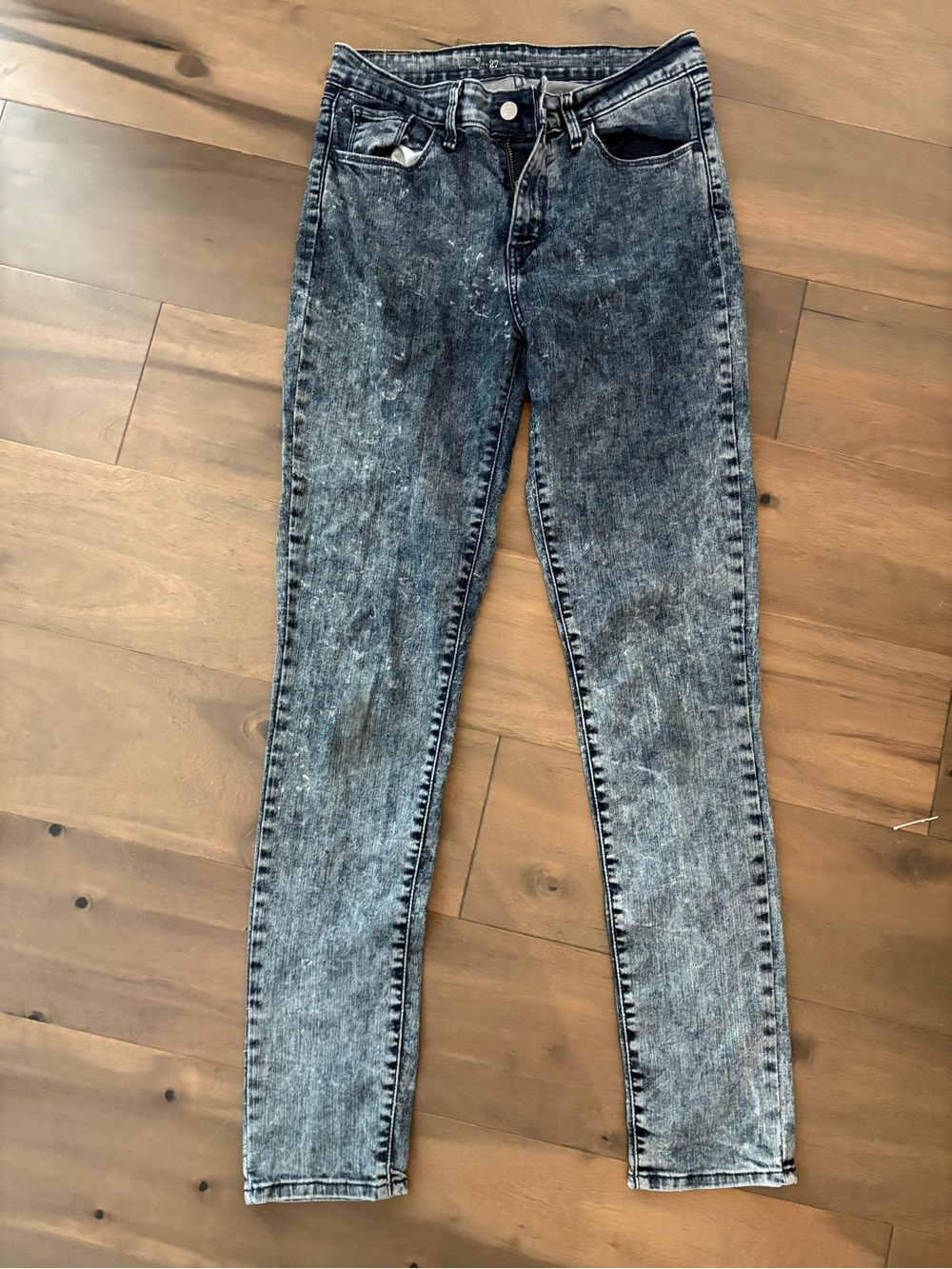 Women’s Acid Wash Skinny Jeans - Black/Gray